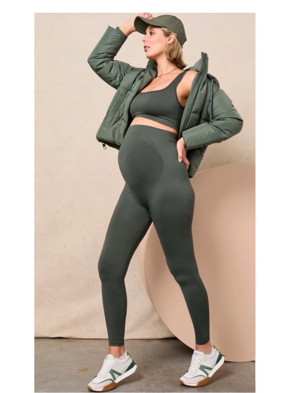 Blanqi Everyday Maternity Belly Support Seamless Leggings in Forest Night. XL